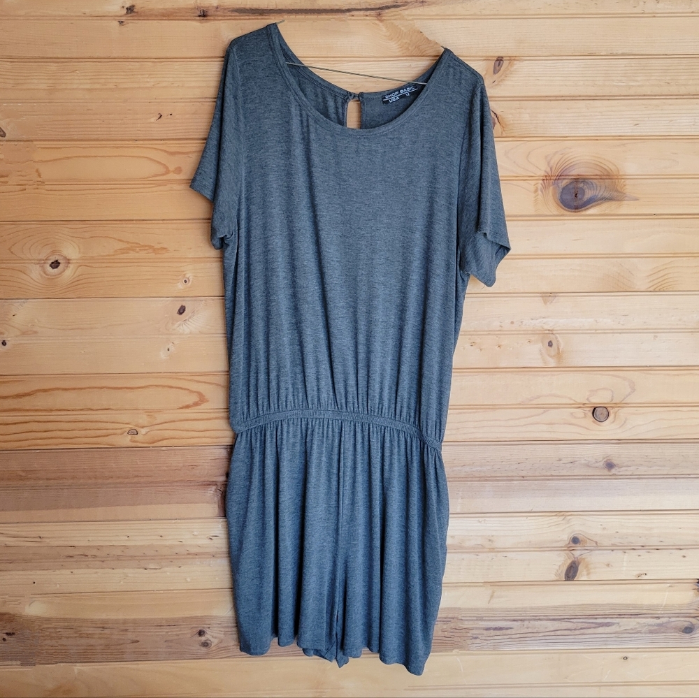 Shop Basic, Womens Grey Romper w/ Pockets, Size XL